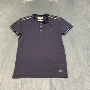 Nick Danger T Shirt Mens Small Navy Blue Short Sleeve Henley Neck Casual Wear